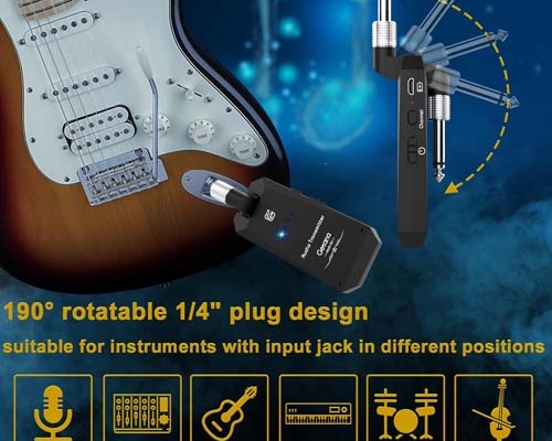 Wireless Guitar Transmitter Receiver Set 5.8GH Guitar System 4 Channels for Electric Bass Cordless Amplifier Guitar Cable Jack