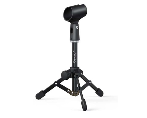 Getaria Mini Desktop Microphone Stand Folding Microphone Table Tripod Microphone Stand Microphone