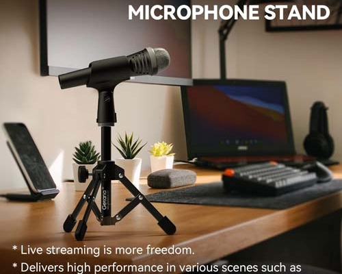 Getaria Mini Desktop Microphone Stand Folding Microphone Table Tripod Microphone Stand Microphone
