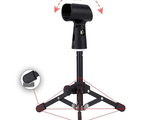 Getaria Mini Desktop Microphone Stand Folding Microphone Table Tripod Microphone Stand Microphone