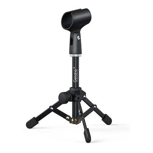 Getaria Mini Desktop Microphone Stand Folding Microphone Table Tripod Microphone Stand Microphone